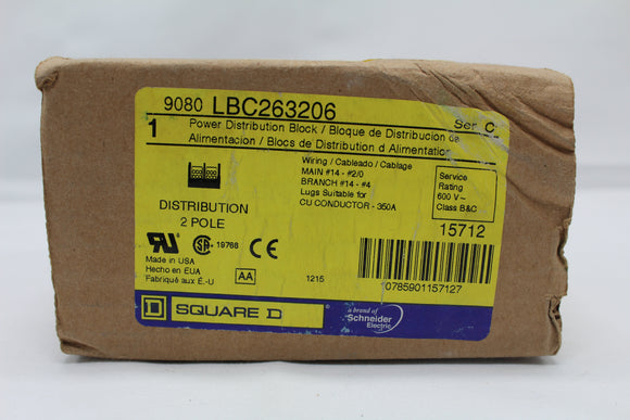 New | Schneider Electric | LBC263206 | Square D - Power Distribution Block Distribution 2 Pole