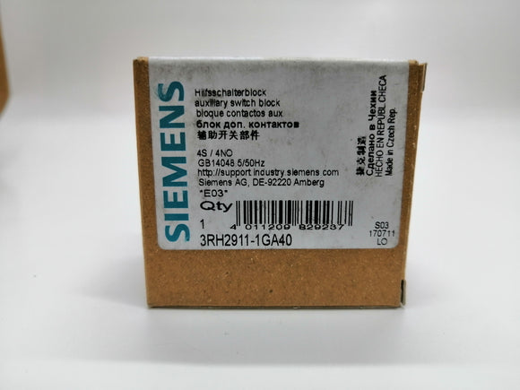 New | SIEMENS | 3RH2911-1GA40  | Auxiliary Switch Block