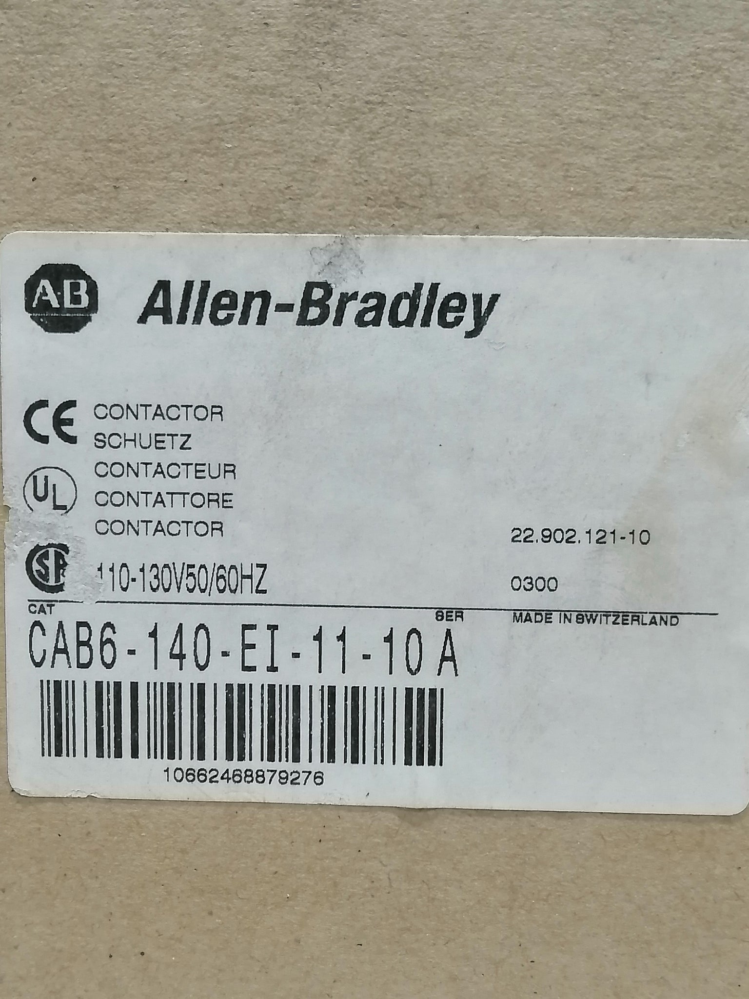 Cab6 New | Allen-Bradley | CAB6-140-EI-11-10 | Contactor 110-130 VAC 50/60 ...