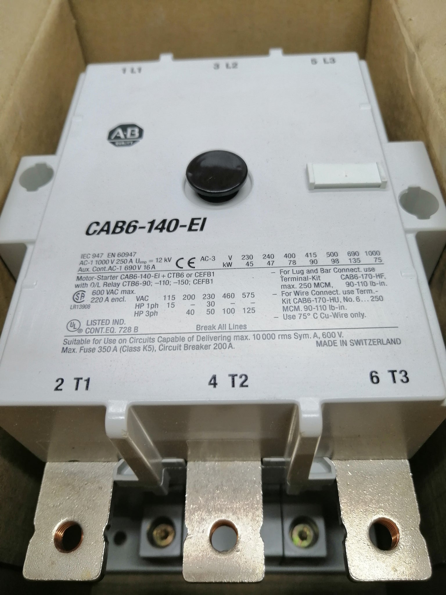 Cab6 New | Allen-Bradley | CAB6-140-EI-11-10 | Contactor 110-130 VAC 50/60 ...