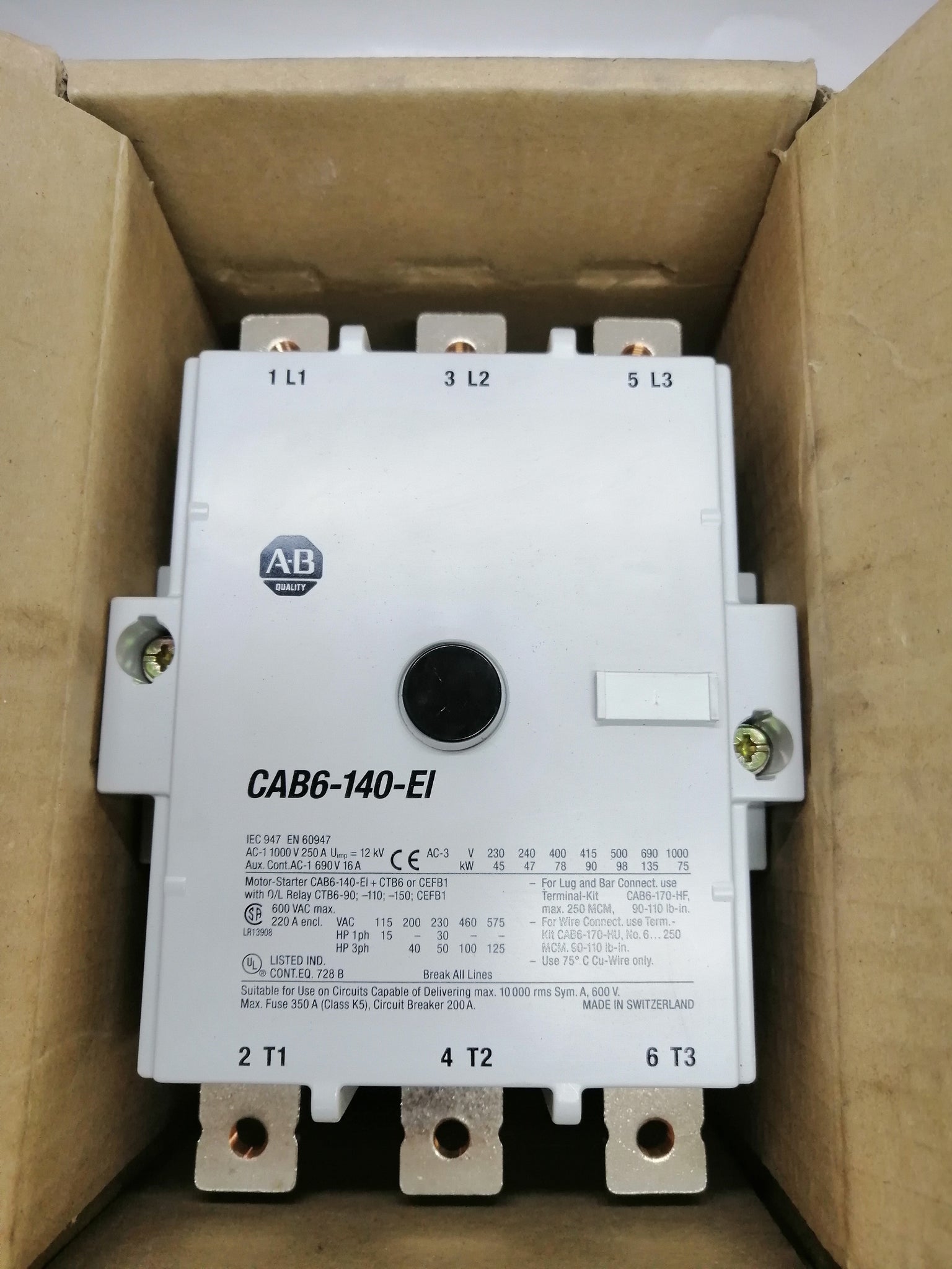 Cab6 New | Allen-Bradley | CAB6-140-EI-11-10 | Contactor 110-130 VAC 50/60 ...