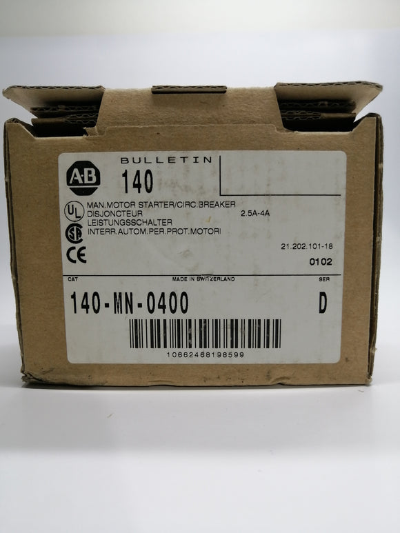 New | Allen-Bradley | 140-MN-0400 | Allen-Bradley 140-MN-0400 Manual Motor Starter/CIRCUIT BREAKER 2.5-4A