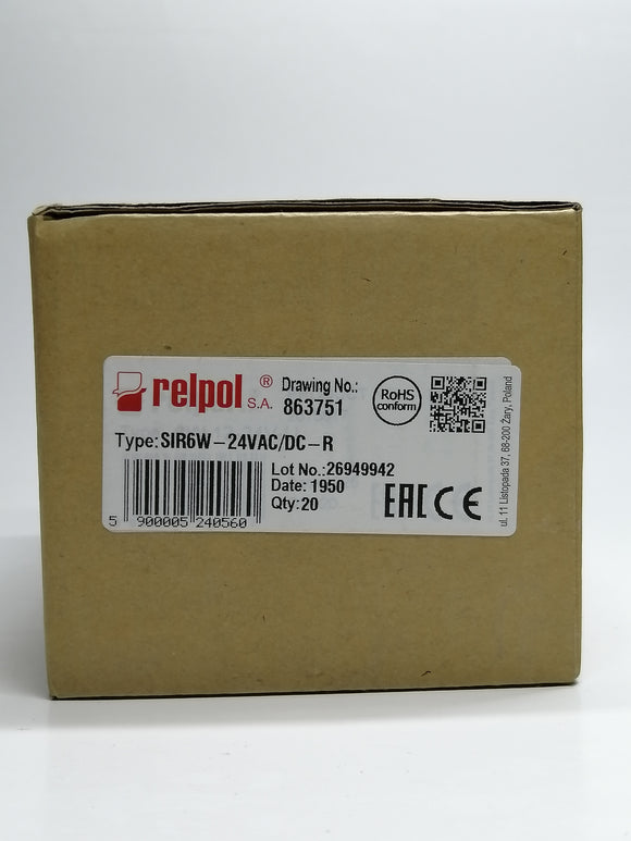 New | relpol | SIR6W-24VAC/DC-R | relpol INTERFACE RELAY MODULE 24 V AC/DC