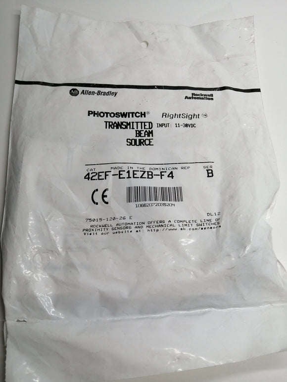 New | Allen-Bradley | 42EF-E1EZB-F4 | Allen Bradley TRANSMITTED BEAM SOURCE Rightsight Photoelectric Sensor