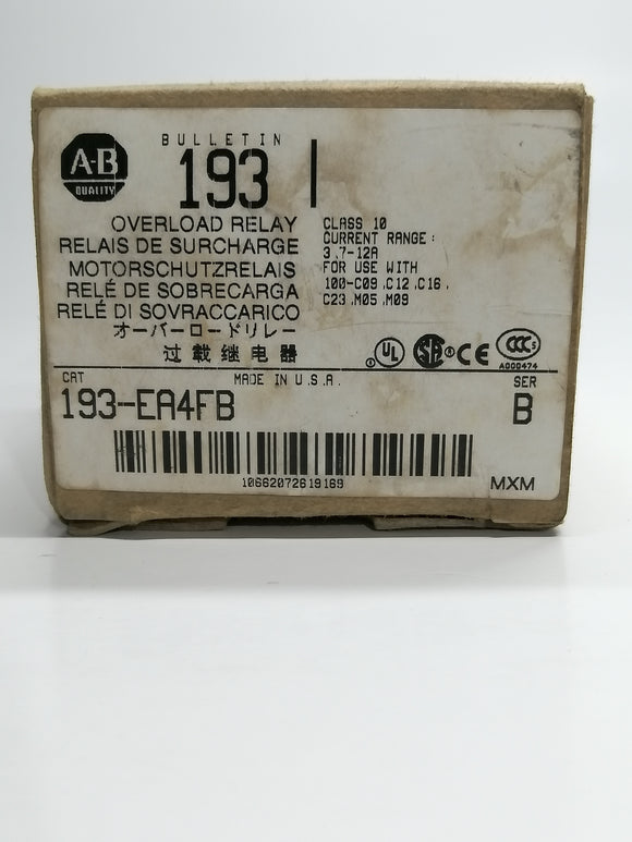 New | Allen-Bradley | 193-EA4FB | Allen-Bradley 193-EA4FB Overload Relay 3.7-12A