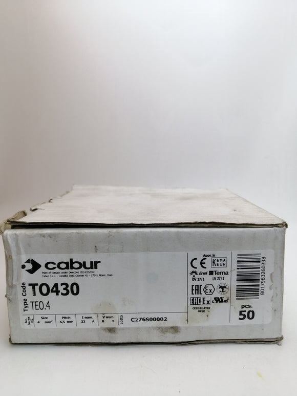 Lot of 5 | New | CABUR | T 0430 | Din rail terminal 4mm A32