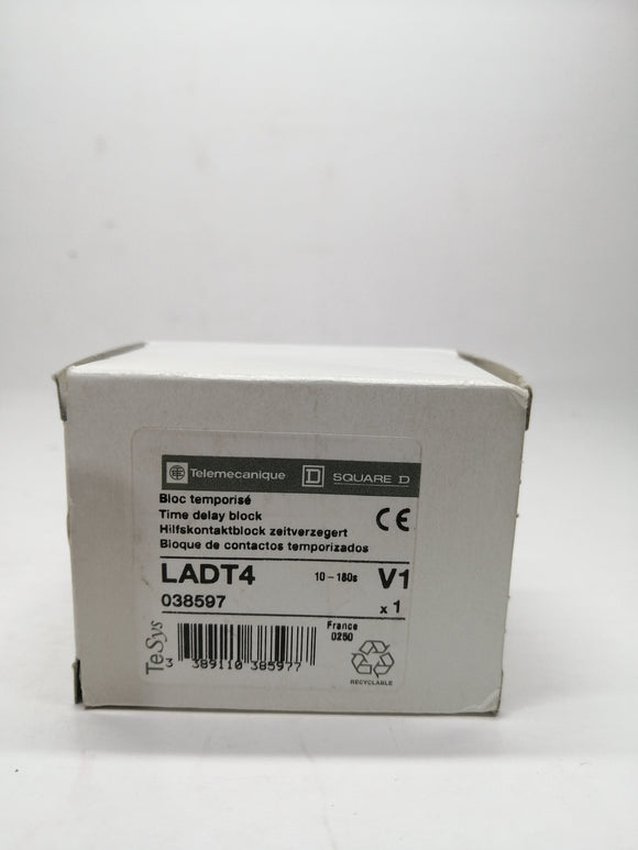 New | Telemecanique | LADT4 | SQUARE D  LADT4 038597 TIME DELAY BLOCK 10-180S