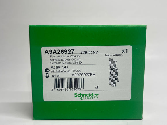 New | Schneider Electric | A9A26927 | Schneider Electric A9A26927 EAC Fault Contact IC60 Acti9 iSD 240-415 V